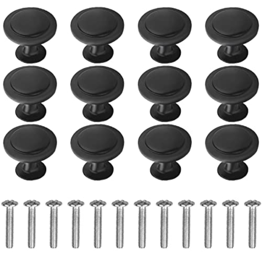 Cabinet Knob Round - 12 sztuk czarnych okrągłych gałek do